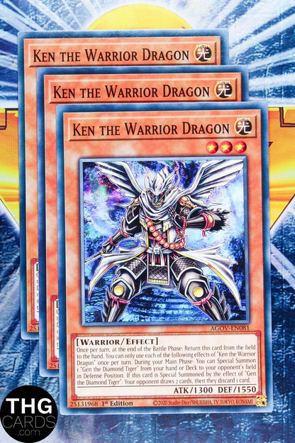 Ken the Warrior Dragon x 3 & Gen the Diamond Tiger x 3 AGOV-EN082 081 Yugioh Set