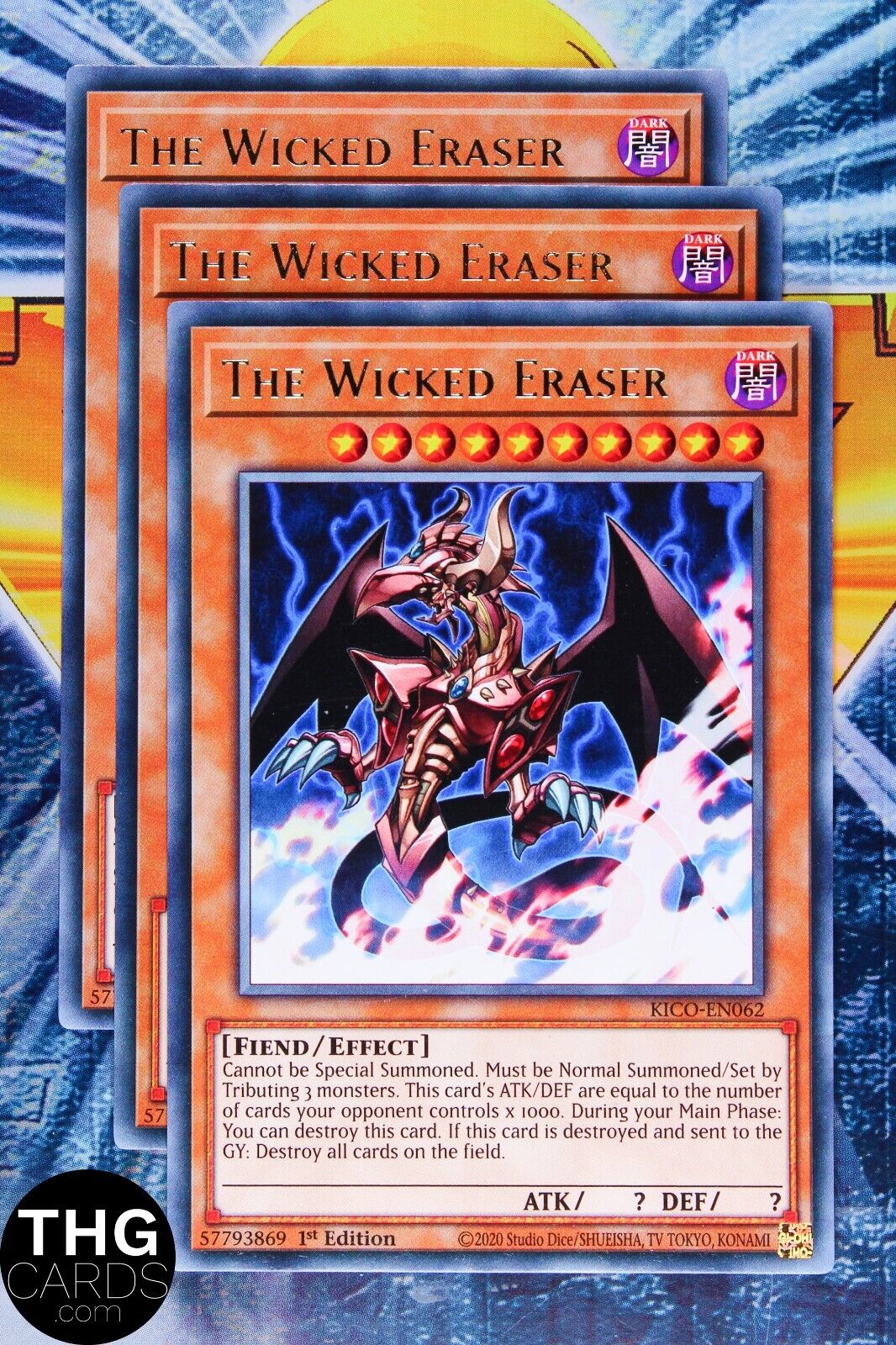 The Wicked Eraser KICO-EN062 1st Edition Rare Yugioh Card Playset