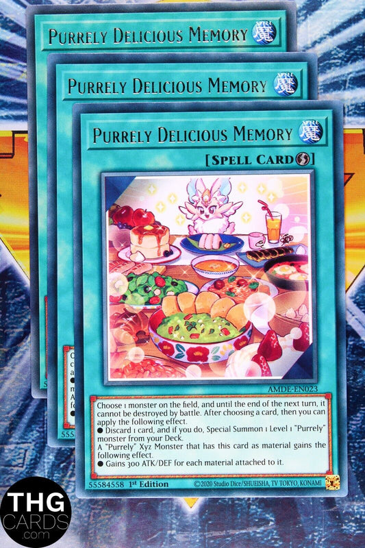 Purrely Delicious Memory AMDE-EN023 1st Edition Rare Yugioh Card Playset