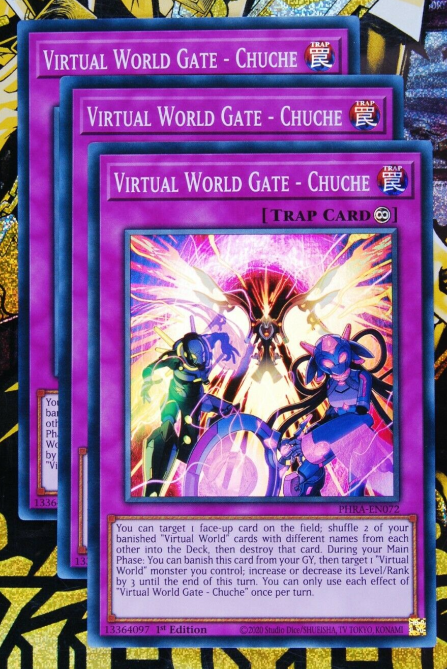 3 x Virtual Wold Gate - Chuche PHRA-EN072 1st Ed Super Rare Yugioh Card Playset