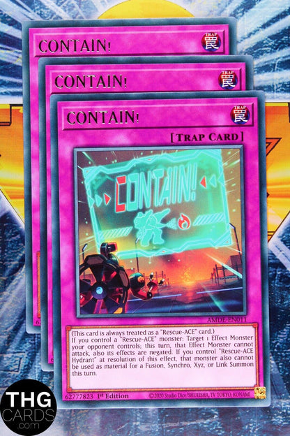 CONTAIN! AMDE-EN011 1st Edition Rare Yugioh Card Playset