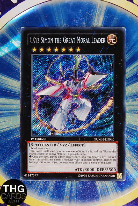CXyz Simon the Great Moral Leader NUMH-EN040 1st Edition Secret Rare Yugioh Card