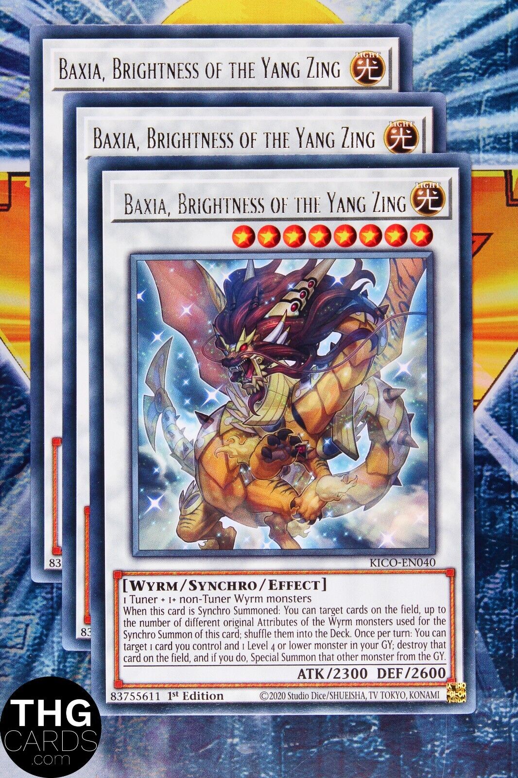 Baxia, Brightness of the Yang Zing KICO-EN040 1st Ed Rare Yugioh Card Playset