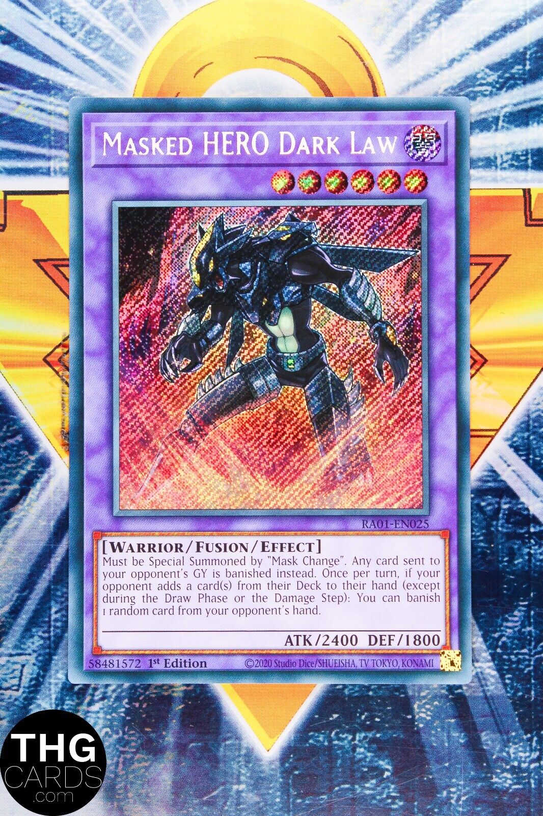 Masked HERO Dark Law RA01-EN025 1st Edition Secret Rare Yugioh Card