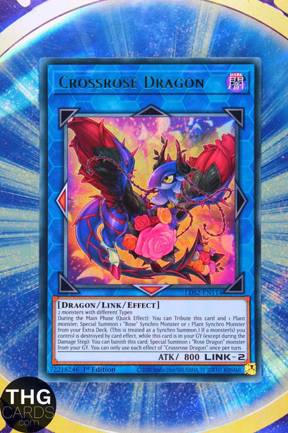 Crossrose Dragon LDS2-EN114 1st Edition Green Ultra Rare Yugioh Card