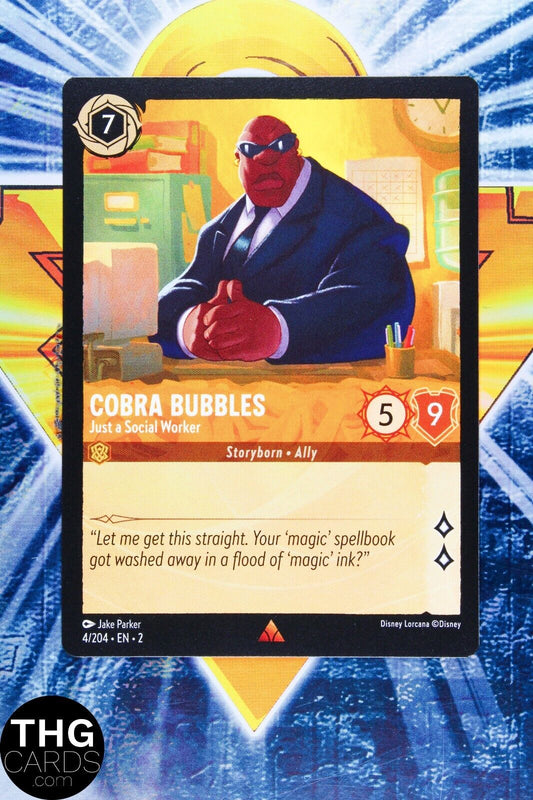 Cobra Bubbles, Just a Social Worker 4/204 Rare Lorcana Rise of Floodborn Card