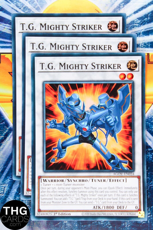 T.G. Mighty Striker AGOV-EN034 1st Edition Super Rare Yugioh Card Playset