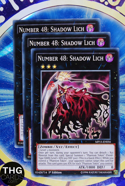 3 x Number 48: Shadow Lich MP15-EN056 1st Edition Common Yugioh Card Playset