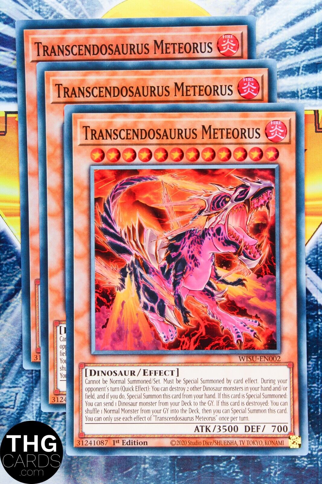 Transcendosaurus Meteorus WISU-EN002 1st Edition Super Rare Yugioh Card Playset